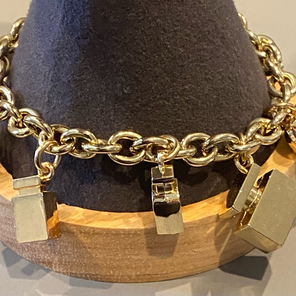 Dolce & Gabbana Gold Logo Perfume Bottle Charm Link Bracelet - Picture 12 of 16